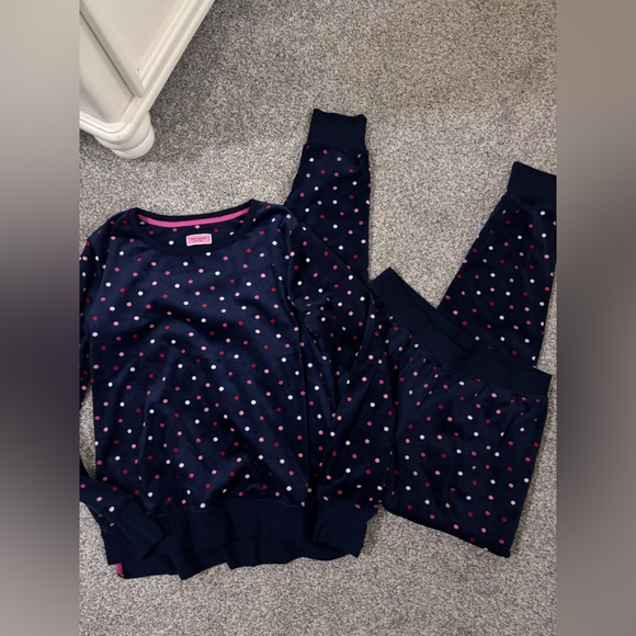 Sold Kate spade Navy and Pink Polka Dot Kids Pajama Set Like NEW! - Picture 2 of 4